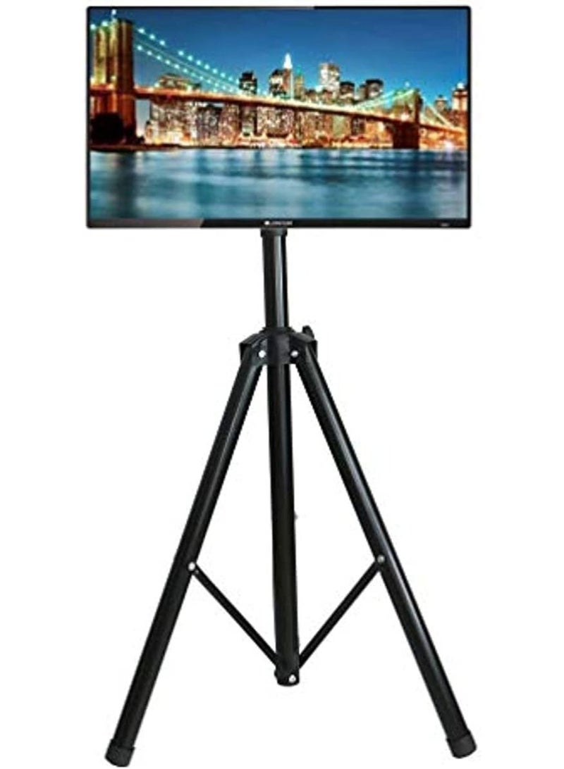 حامل تلفزيون ثلاثي القوائم محمول، قابل للإمالة، مناسب لأجهزة التلفزيون/الشاشات المسطحة LED وLCD وOLED من 26 إلى 50 بوصة، ارتفاع قابل للتعديل (95-180 سم)، حامل أرضي أسود - Image 4